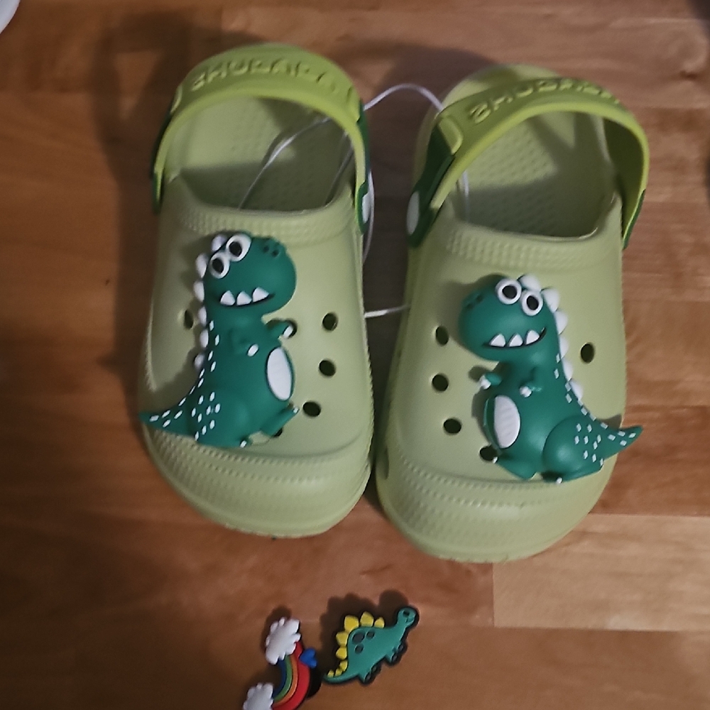 Bright Green Dinosaur Kids Sandals